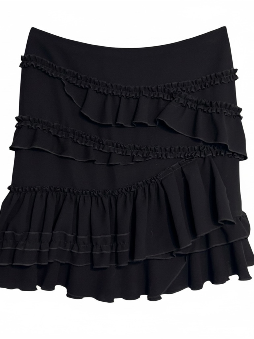 INC Black Ruffle Tiered Mini Skirt - Women